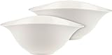 Villeroy & Boch Set de bol para ensalada, 2 piezas Set de vajilla, porcelana Premium, apto para lavavajillas y microondas, blanco