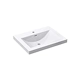 doporro Lavabo encastrado diseño Colossum01 de 60x48x13 cm, lavabo blanco para tocador o mueble, fabricado en mármol fundido