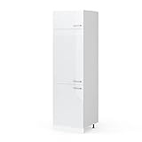 Vicco Armario para frigorífico Empotrado R-Line, Blanco Alto Brillo/Blanco, 60 cm