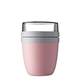 Mepal - Fiambrera Ellipse - Práctico Vaso para Yogur y Muesli - Compartimentos separados para Porta Alimentos - Apto para Congelador, Microondas y Lavavajillas - 500 ml + 200 ml - Nordic Pink