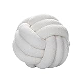 RENXR Cojín de bola redonda de nudo de lana de cordero de 11 pulgadas, cojín de bola de nudo de lana para decoración del hogar, cojín hecho a mano, para sofá, cama, coche, oficina
