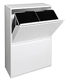 ARREGUI Basic CR601-B Cubo de basura y reciclaje de acero de 4 cubos, mueble de reciclaje, 4 x 17 L (68 L), blanco