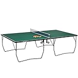 SPORTNOW Mesa de Ping Pong Plegable para Interiores Mesa de Tenis Profesional Tamaño Estándar con Red Paletas 3 Pelotas 274x152,5x76 cm Verde