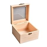 Caja de recuerdos de madera de Paulownia con tapa hecha a mano para pintar, caja de regalo (12 x 12 x 8,5 cm)