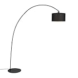 QAZQA Moderno Lámpara de arco moderna negra - VINOSSA Textil/Acero Alargada Adecuado para LED Max. 1 x 60 Watt
