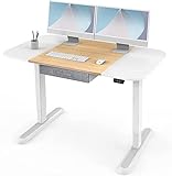 Fenge Escritorio de Pie ElÃ©ctrico con CajÃ³n 120x63,5cm Standing Desk Ajustable en Altura con Tablero y Gancho Escritorio Elevable para Oficina y Hogar (Blanco y Amarillo)