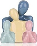Kityemo Escultura de Cerámica de Familia de Cuatro - Elegante Figurilla de Decoración para el Salón, Estantería y Mueble de TV - Regalo para Padres