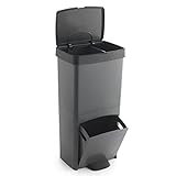 Cubo de basura o reciclaje 70L, VERTICAL, en 2 Compartimentos, Papelera para residuos, 76 cm de altura, fácil gestión