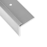 Toolerando Perfil en Forma de F para Canto de Escalera, Montaje con Tornillos, de Aluminio, Longitud 100 cm, Plateado