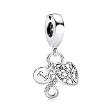 RMMY Charm Family Infinity Triple Charm 925 Sterling Silver Pendant Dangle Beads for European Bracelets and Necklaces,Chriatmas Halloween Valentine's Day Birthday Jewelry Gifts for Women Girls
