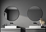 Talos Espejo de Pared Decorativo en Negro Mate, diámetro de 100 cm (50274)