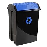 Tatay Cubo de Reciclaje, 50 L de Capacidad, Tapa Basculante, Polipropileno, Libre de BPA, Anti UVA, Color Azul, Medidas 40.5 x 33.5 x 57.5 cm