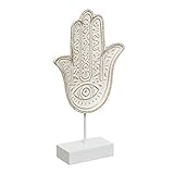 ROCKING GIFTS Figura de Madera Decorativa Mano de Fatima con Peana, Hamsa, Figuras para Salon Originales y Modernas, 28 cm de Alto
