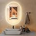 COSTWAY Espejo de Pared LED Ovalado de 80 cm x 50 cm, Retroiluminado y...