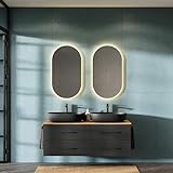Planetmöbel LUX - Mueble de baño para lavabo (140 cm, sin lavabo), color dorado y antracita, WTU-1400GEAZ-PM