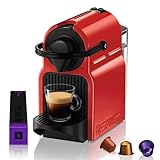 Krups Nespresso Inissia XN1005 - Cafetera monodosis de cápsulas Nespresso, 19 bares, apagado automático, capacidad de 0,7L, diseño compacto, modo eco, color rojo, incluye kit de bienvenida