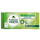 Maison Verte - Toallitas limpiadoras multiusos 0% 70 piezas - Toallitas biodegradables - Hipoalergénico - Libre de alérgenos - Sin aditivos - Fibra de celulosa 100% de origen natural