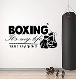 Adhesivo de vinilo para pared, guantes de boxeo, gimnasio, entrenamiento, boxeo, gimnasio, decoraciÃ³n del hogar, 116 x 57 cm