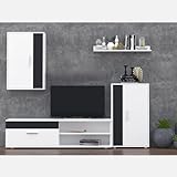 Miroytengo Mueble salón Modular Barato Mini en Color Blanco y Negro diseño Moderno Mueble TV y Dos columnas
