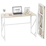 Elephance Escritorio plegable para escritorio de computadora para oficina en casa, oficina, sin montaje, mesa plegable para espacios pequeños (beige)