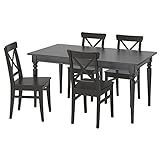 Ikea INGATORP/INGOLF Mesa y 4 sillas, 155/215 cm, negro/marrón-negro