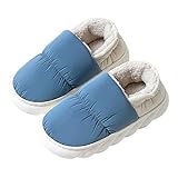 COTCLO Zapatillas de Invierno Impermeabilizan Las Zapatillas para Mujeres Afuera De Los Zapatos para El Hogar De Interior De La Plataforma De Felpa Calientes-Blue,36-37(22.5-23Cm)
