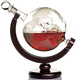 Kemstood Decantador de globo de whisky (850 ml) Juego de decantador de globo mundial grabado para licor, bourbon, accesorios de bar para el hogar para hombres, para todo tipo de bebidas alcohólicas