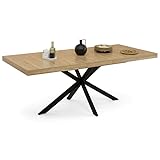 IDMarket – Mesa de comedor extensible Alix 6-10 personas, madera y negro, 160-200 cm