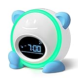 Windflyer - Reloj despertador infantil, reloj despertador entrenador del sueÃ±o con expresiones faciales para niÃ±os