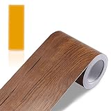Color de grano de madera Adhesivo autoadhesivo para pared con borde de papel pintado impermeable Cenefa adhesiva con diseño para decoración del hogar, （10） cm x （10） m, (Madera de begonia)