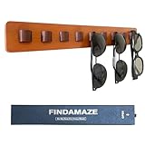 FINDAMAZE Organizador Gafas De Sol - Soporte Gafas Madera Expositor Gafas Pared,Porta Gafas 9 Ganchos, Expositor Gafas De Sol, Decoración del hogar, (Color Madera-1pcs-long)