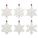LEMESO 24 Piezas Pack de Copo de Nieve de Madera Colgantes Blanco para Navidad Árbol de Navidad Decoración