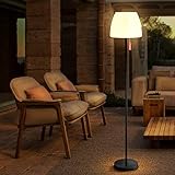 NiceBuy Lampara de Pie Solar Exterior, lámpara de pie inalámbrica recargable por USB con sensor de luz, lámparas solares LED regulables de brillo IP65 impermeable para terraza exterior patio jardín.