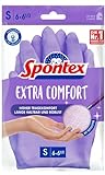 Spontex Extra Comfort - Guantes para el hogar con forro textil suave, ideales para todos los trabajos de limpieza domésticos, lavable a 30 °C, talla S (6-6,5), 1 par