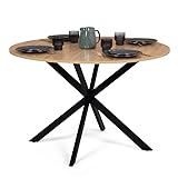 IDMarket Alix - Mesa de comedor redonda para 4-6 personas, pie en forma de araña, madera y negro
