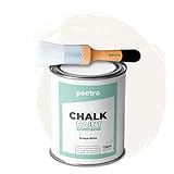 Pintura a la Tiza para Muebles 750ml + Brocha de madera especial Pack - Pintura para Muebles sin lijar - Pintura para Madera - Pintura Chalk Paint Pectro Efecto Tiza Colores (Blanco Antiguo)