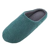 Knixmax Zapatillas de Estar por Casa Hombre y Mujer Algodón Pantuflas Cómodo y Suave para Hotel Viaje Verde EU40-41
