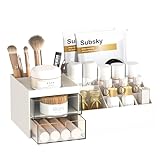 Subsky Organizador de Maquillaje con cajones, Caja de Almacenamiento para cosméticos, para tocador, Dormitorio, baño(Blanco)
