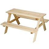 SPRINGOS Mesa de jardÃ­n 2 en 1 para niÃ±os, mesa de picnic 90 x 79 x 50 cm de madera maciza