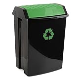 Tatay Cubo de Reciclaje, 50 L de Capacidad, Tapa Basculante, Polipropileno, Libre de BPA, Anti UVA, Color Verde, Medidas 40.5 x 33.5 x 57.5 cm