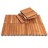 Sonnewelt 55 azulejos de madera de acacia, azulejos de madera, balcones, madera de acacia, 30 x 30 cm, sistema de encastre, mosaico, recortables, terraza, balcón (5 m²)