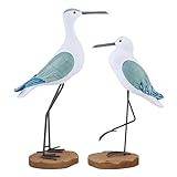 2 Piezas Figuras de Gaviota de Madera Decoraciones Náuticas Rústica Vintage Escultura de Pájaro Marino de Escritorio Ornamentos Mediterráneo Playa Hogar Arte Cumpleaños