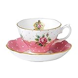 Royal Albert Vintage Moderno CHEPNK26581-Juego de Taza de té y platillo, 2 Piezas, Color Rosa, Porcelana, Multicolor, 1 Unidad (Paquete de 1)