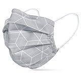 tanzmuster ® mascarilla de tela lavable por adultos - 100% algodón OEKO-TEX 100 con clip nasale y bolsillo para filtro - hecho a mano y reutilizables Patrón de Diamante Gris M/L (adultos)