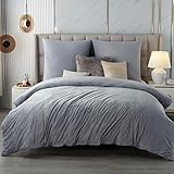 Soifox Ropa de cama de franela de invierno, 220 x 240 cm, color gris, mullida y cálida, funda nórdica y funda de almohada de 80 x 80 cm, con cremallera