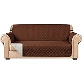 subrtex - Funda de sofá Acolchada Reversible para sofá de 1,2,3 plazas, con Correas elásticas Ajustables y Bolsillo Lateral de Almacenamiento (para sillón de Dos plazas, Chocolate)