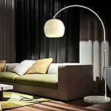 CCLIFE LÃ¡mpara curva de pie salon lampara sofa con interruptor de cable y pie,bombilla E27 de mÃ¡ximo 60w, Color:Blanco,Altura ajustable 130-180cm