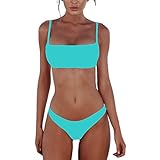 Meioro Conjuntos de Bikinis para Mujer Push Up Bikini Traje de baño de Tanga de Cintura Baja Trajes de baño Adecuado Viajes Playa La Natacion (L, Azul)