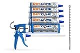 Dryzone Kit Completo - Cubrimiento de 7,8 metros - Kit de inyección química para tratamiento de humedad capilar: 5 x 310ml tubos Dryzone, pistola de silicona, broca Dryzone