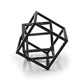 Aoneky Estatua de Cubo Geométrico - Figura Decorativa de Hierro, Estilo Minimalista Moderno, Regalo Original de Navidad, Decoración para Hogar Casa Oficina, Color Negro